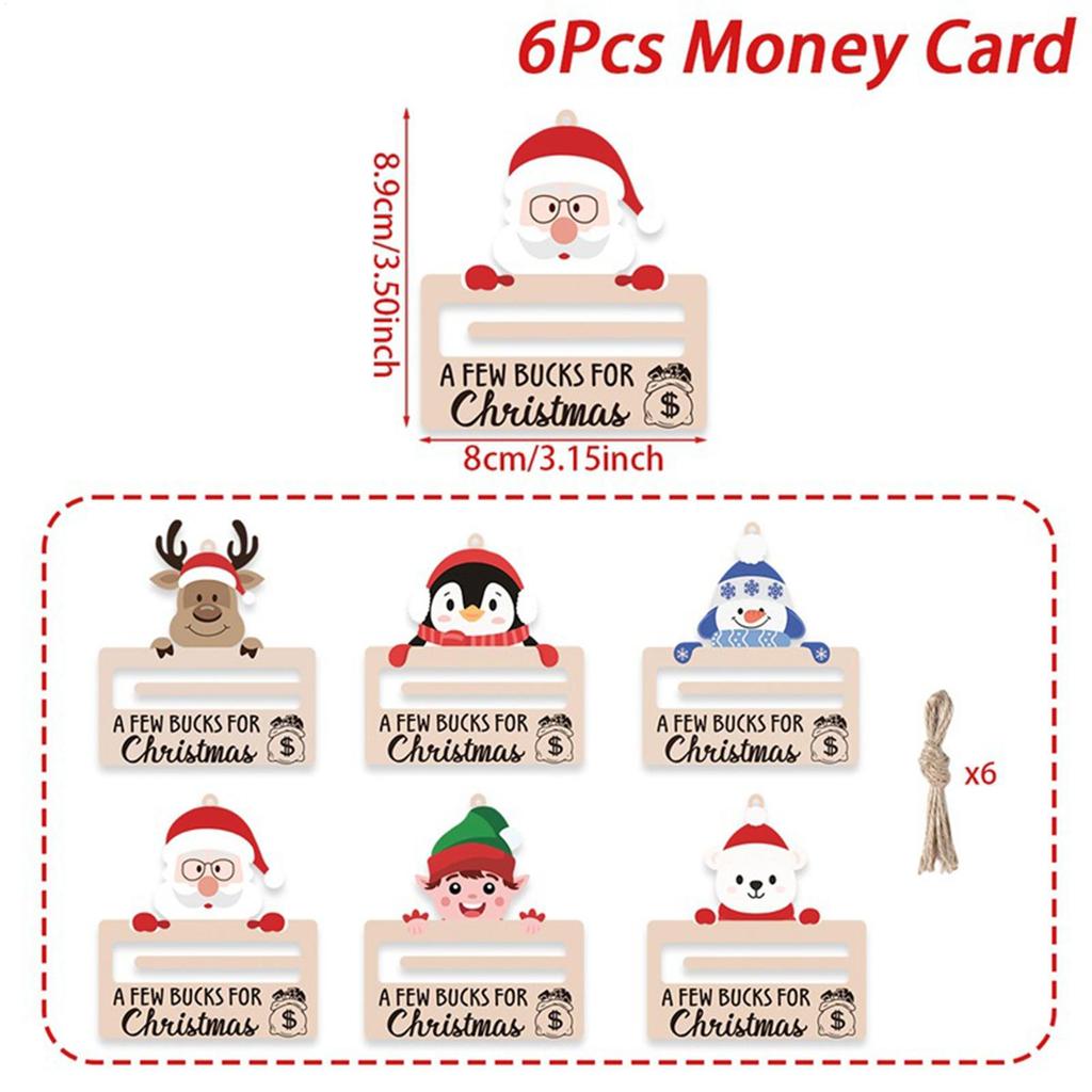 Money Holder Ornament Wooden Festive Hangable Christmas Money Card Holder Pendant For Family Friends Kids Couples Daughter Son