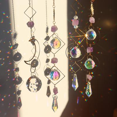 Sonnenfänger, Kristall-Windspiele, Sterne, Mond, Diamantprismen, zum Aufhängen, Lichtfänger, Regenbogenmacher, Fenstervorhänge, Anhänger, Heimdekoration