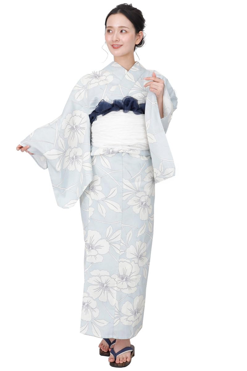 

Hiroba Yukata Роскошный хлопок Yukata Heiko 2 Талия Инструкции по одеванию Хлопок Лен Легкий Один размер Подходит ykt1831otona [Кимоно Yu] Комплект из 4 предметов, Yukata,