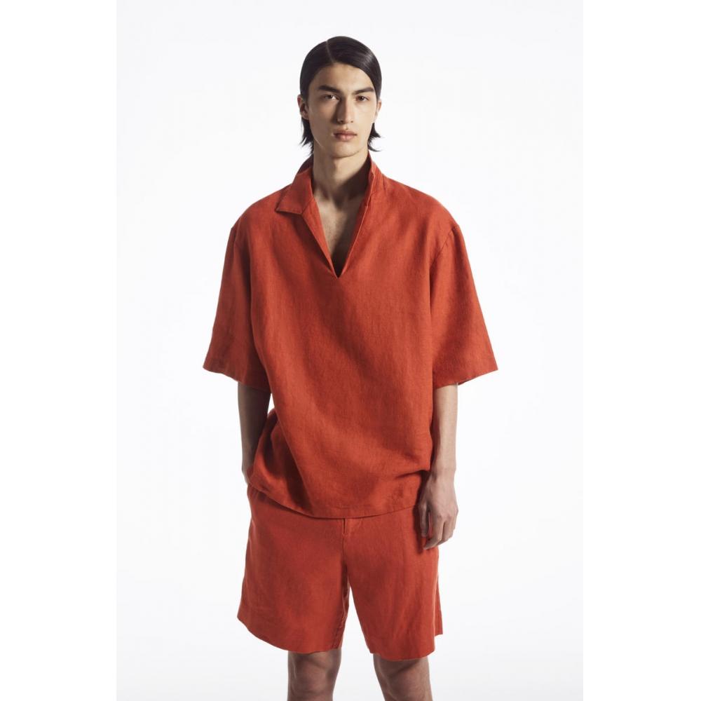 

COS Japan льняная курортная рубашка last red/XL