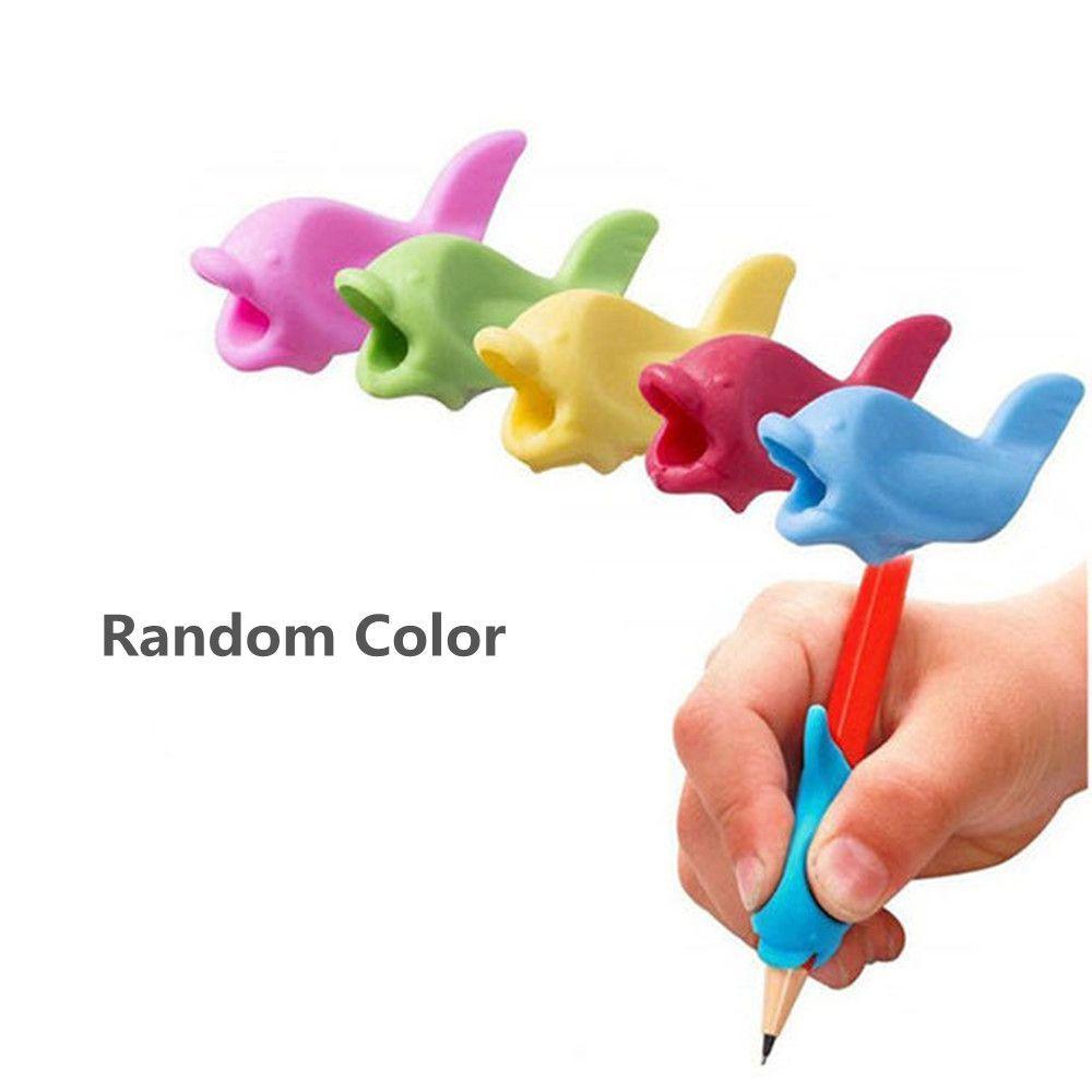 

Random Color Fish Shaped Students Ergonomic Writing Aid Grip Posture Correction Tool Silicone Pencil Grips Training Grip Holder