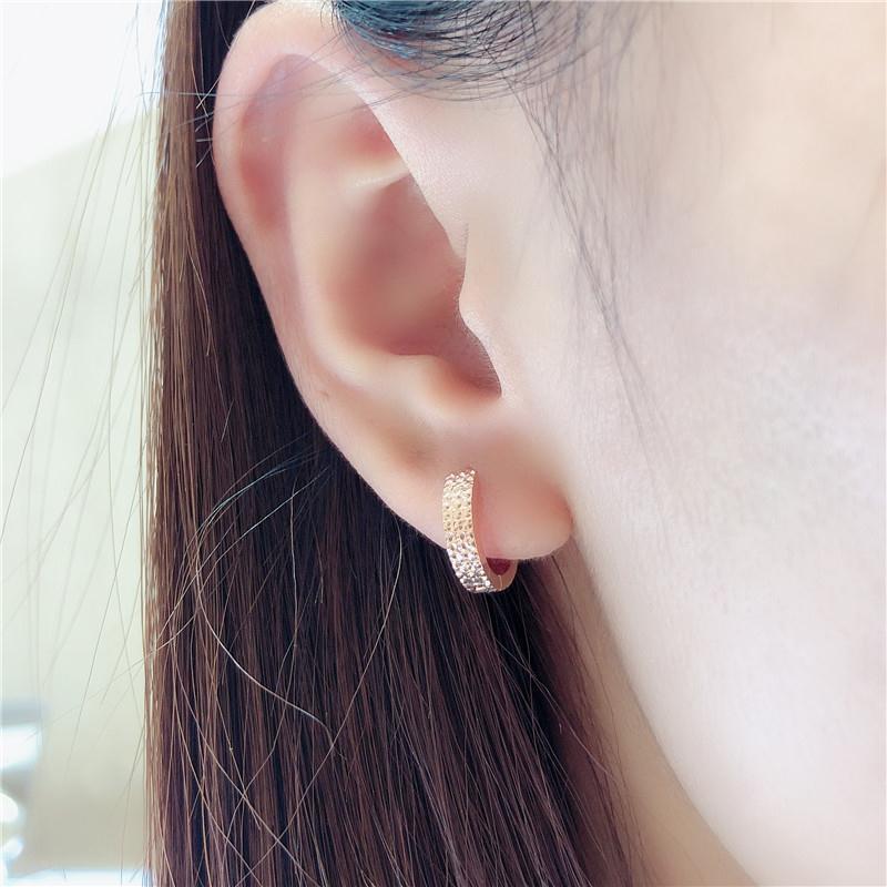 Purple Gold Hammer Pattern Ear Buckle Trendy Personalized Pattern Laser Thick Women'S Rose Gold Plated Earrings