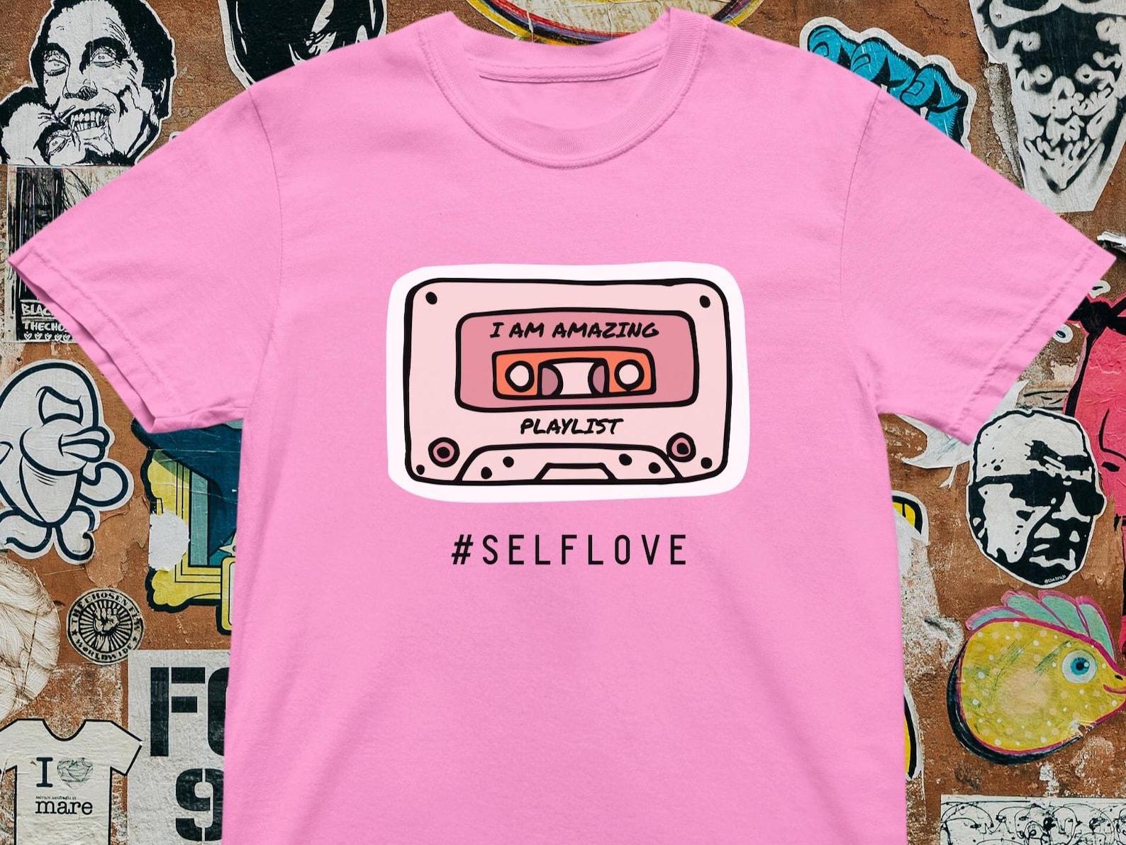 Self Love T-Shirt: Retro Cassette Tape, Positive Affirmation 3XL
