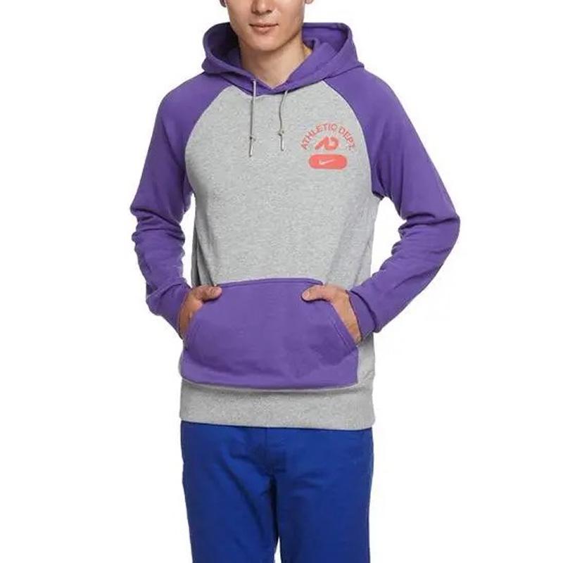 Nike Felpa con cappuccio unisex serie stile di vita sportivo logo a lettere colorblock grigio viola 403978-066