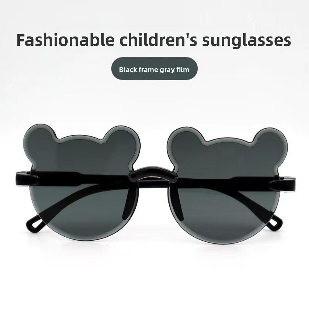 

Детские солнцезащитные очки с цельной оправой в виде медведя, милые мультяшные солнцезащитные очки, очки-хамелеоны
