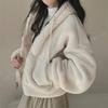 Lamb Coat Autumn Winter Plus Velvet New Sweatshirt Loose Cardigan Top Zipper Short