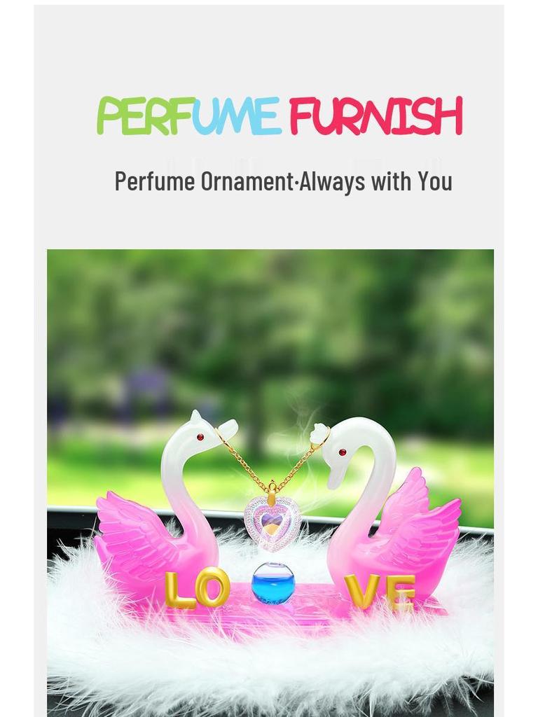 Elegance Swan Couple Car Ornaments - High-End Perfume Decor for Center Console