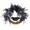 1 Pcs Halloween Bow Crow Garland Door Hanging Artificial Rattan Wreath Horror Party Decoration Pendant Gift