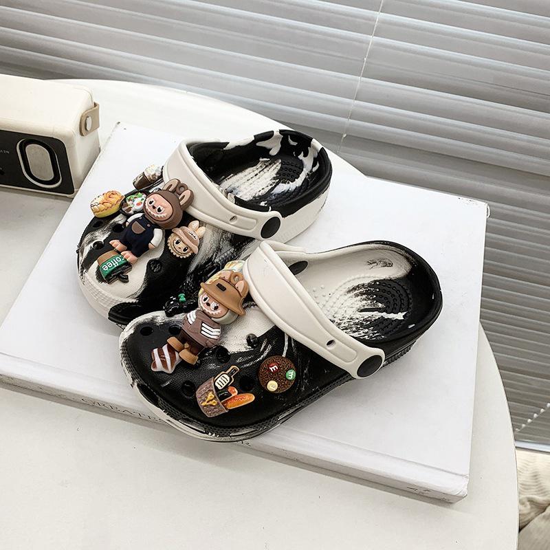 Kids Soft Leather Anti-Slip Cute Summer Slippers 34-35 чёрный