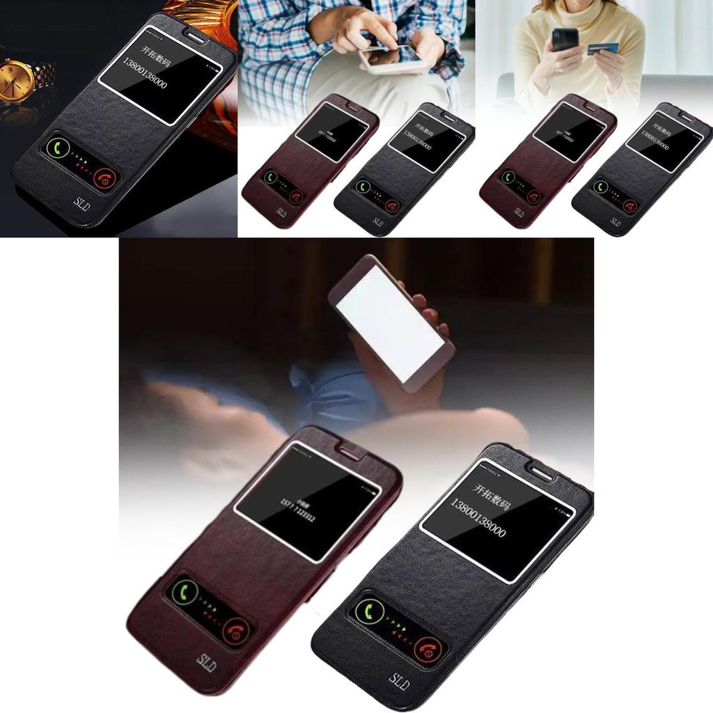For Samsung S6 S7 S7edge S6edge Leather Phone Case With Shockproof Dual Window Flip Cover For Home And Travel