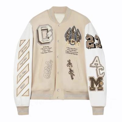 Trendy Soccer Fashion Men's Embroidered Bomber Jacket Hip Hop Letter Splicing Artificial Leather Baseball Clothing Y2K Jacket