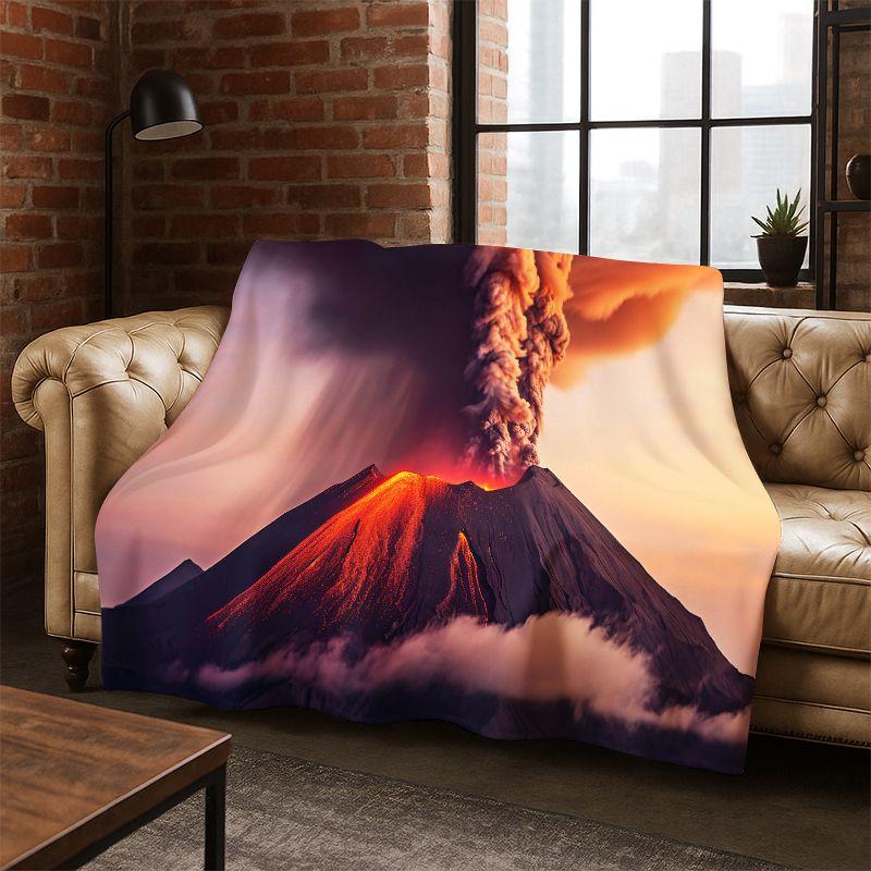 3D Illusion Volcano Flame Lava Magma Flannel Blanket Soft Warm Throw Blanket for Bedroom Living Room Bed Travel Camping Picnic 75X95CM