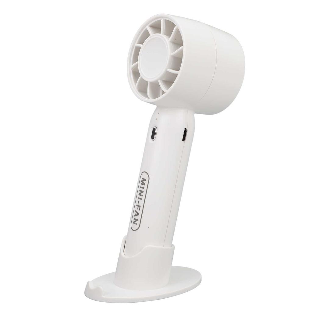 Portable Handheld Fan USB Rechargeable 3 Wind Speeds Safe Turbo Mini Fan for Outdoor Travel Camping White