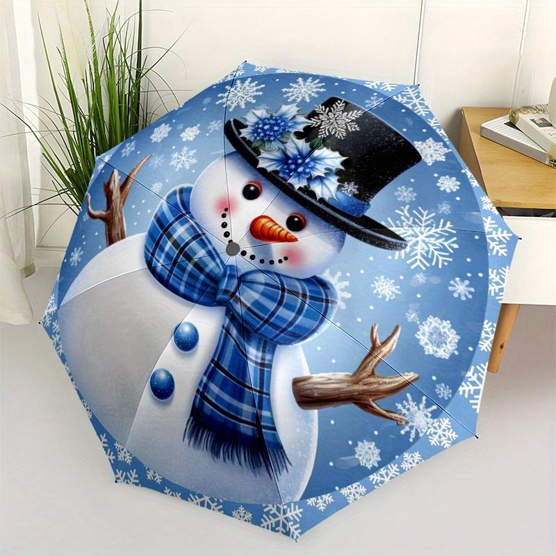 Winter Wonderland Snowman Umbrella, Portable 3-Fold Compact Umbrella,Christmas Gift ES410