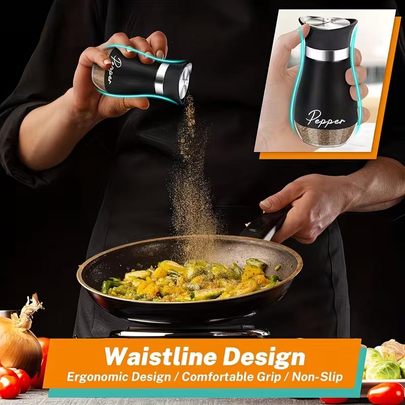 Juego de 2 Saleros y Pimenteros Botellas de Especias de Vidrio con Tapa de Acero Inoxidable Recargables Contenedores de Condimentos para Cocina Comedor Barbacoa