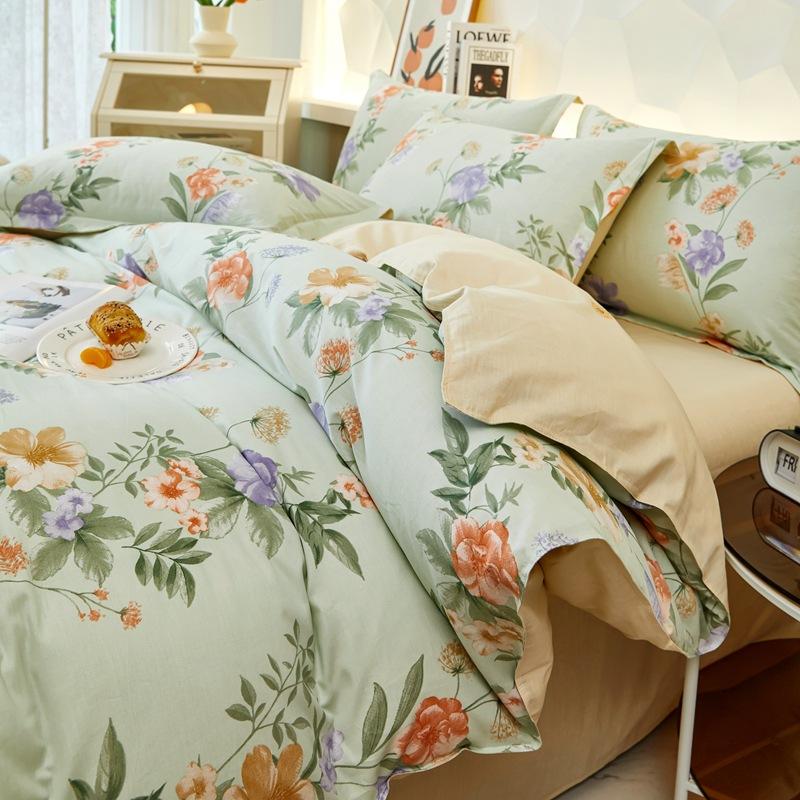 Printed Pure Cotton Student Dormitory Three-piece Four-piece Single Quilt Cover Sheet Pillowcase Duvet Cover