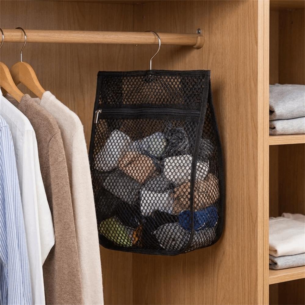 Large Capacity Mesh Clothespin Bag Zipper Closure Clothespin Hanging Bag for Home