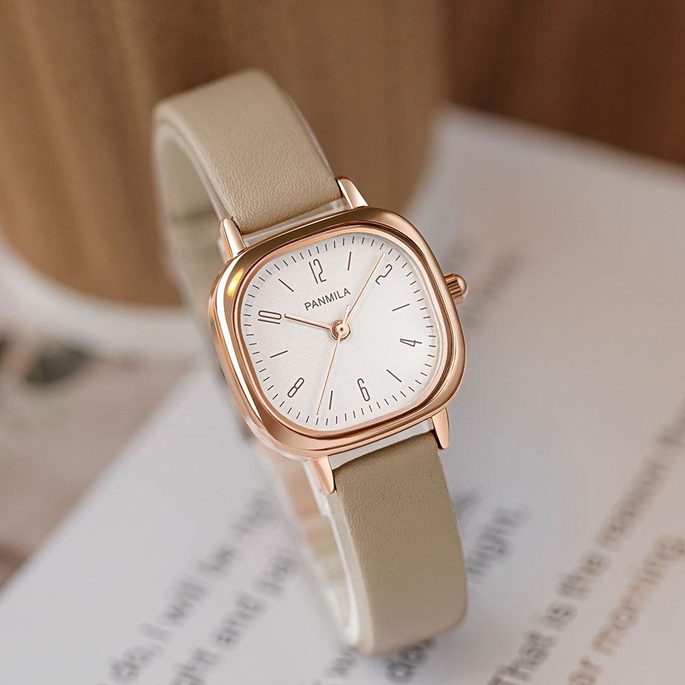 Petite montre carrée, montre femme carrée simple et tendance, montre femme à quartz tempérament avec ceinture