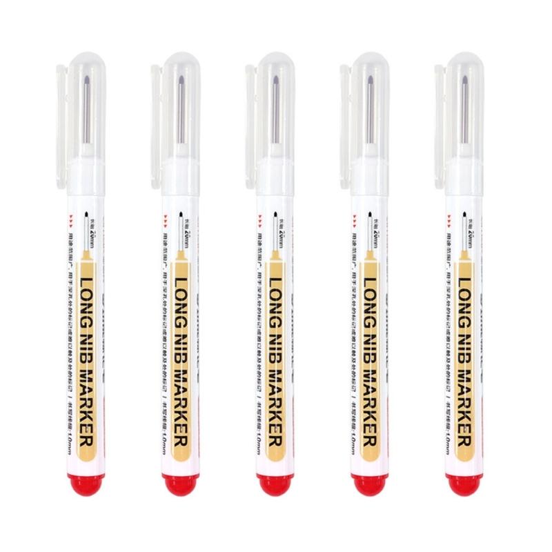5pcs Long Nib Marker Pens Waterproof, Fast Drying Deep Reach Marker Perfect for Deep Holes In Metal and Wood Crafts