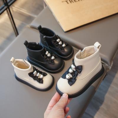 Winter Children's Boots for Girls Sweet Chic Bowknot Princess Cotton Boots Elegant Kids Causal Fashion Boots Leather Versatile