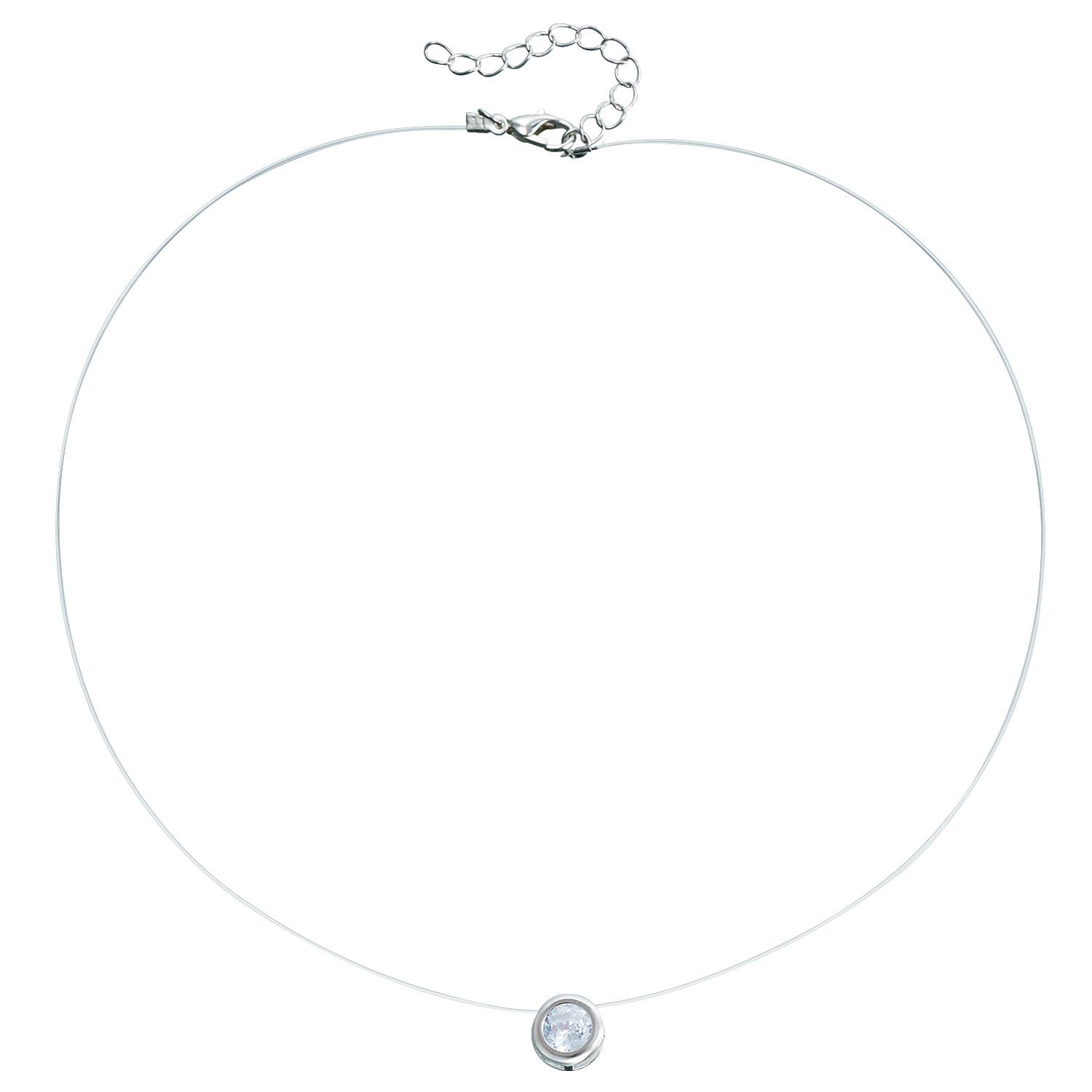 

Personality Classic Zircon Pendant with Clear Crystal Line Necklace for Women Minimalism Style Geometric Zircon Collar Jewelry