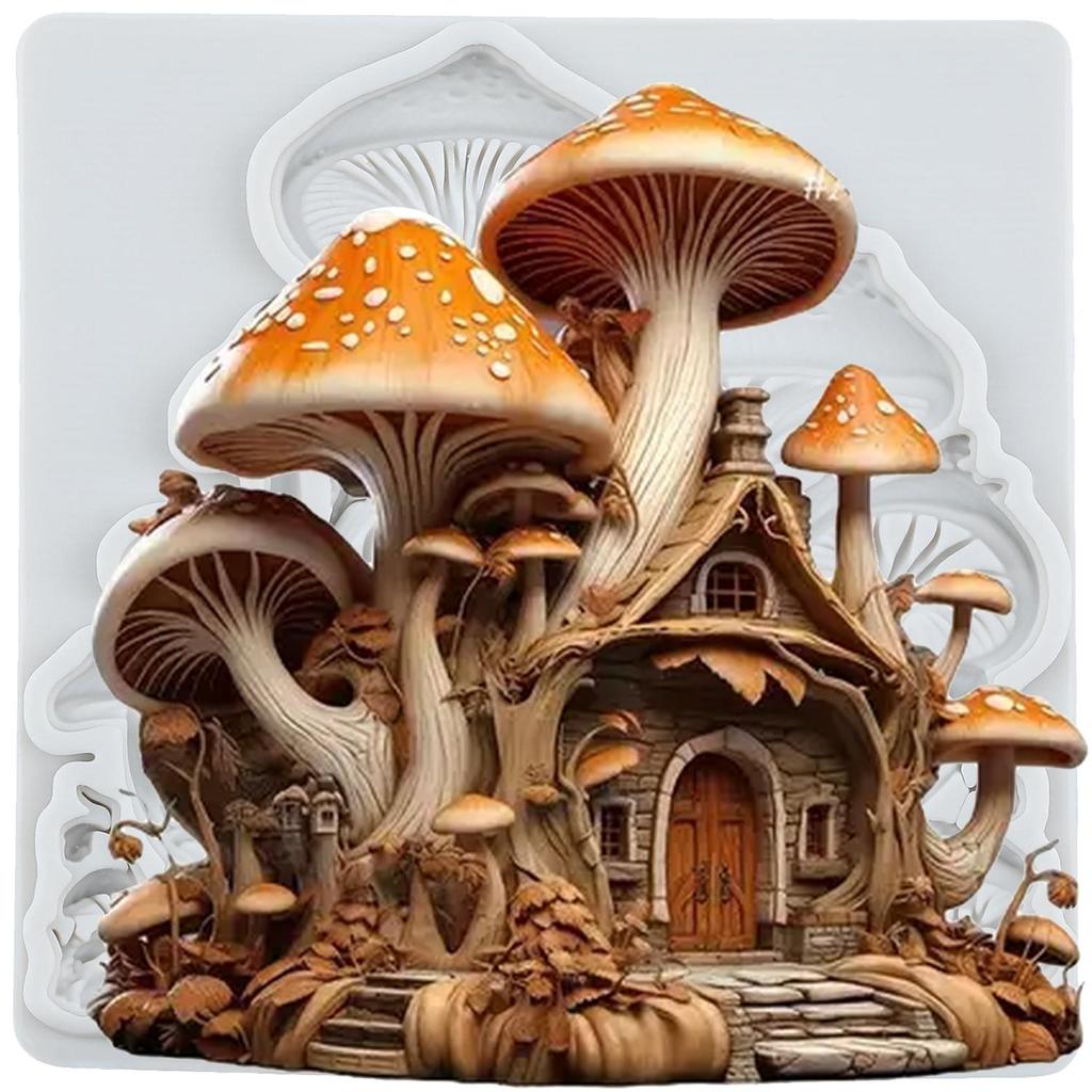 Mushroom House Silicone Molds Mushroom Fondant Mold Cake Decorating Tools Cupcake Topper Candy Chocolate Gumpaste Mold