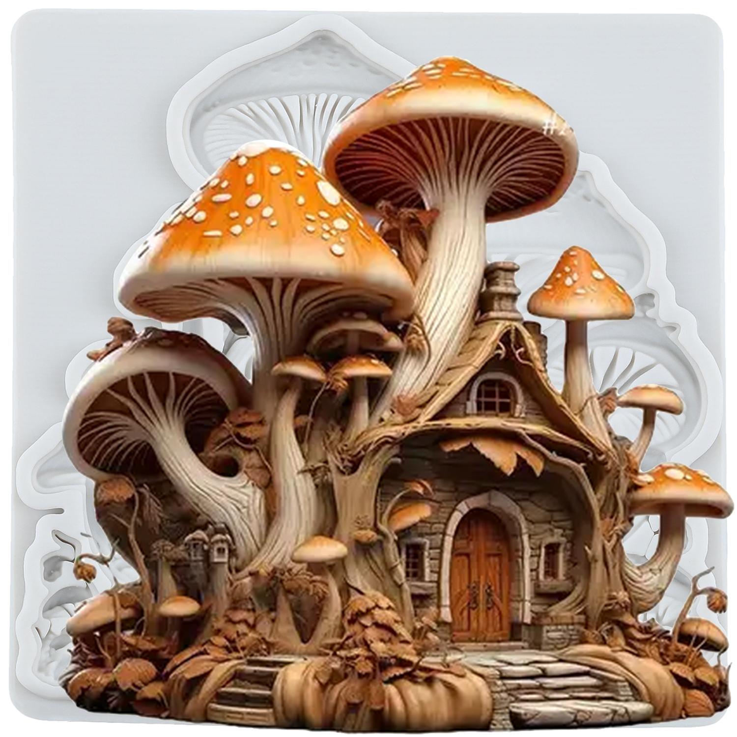

Mushroom House Silicone Molds Mushroom Fondant Mold Cake Decorating Tools Cupcake Topper Candy Chocolate Gumpaste Mold сірий колір