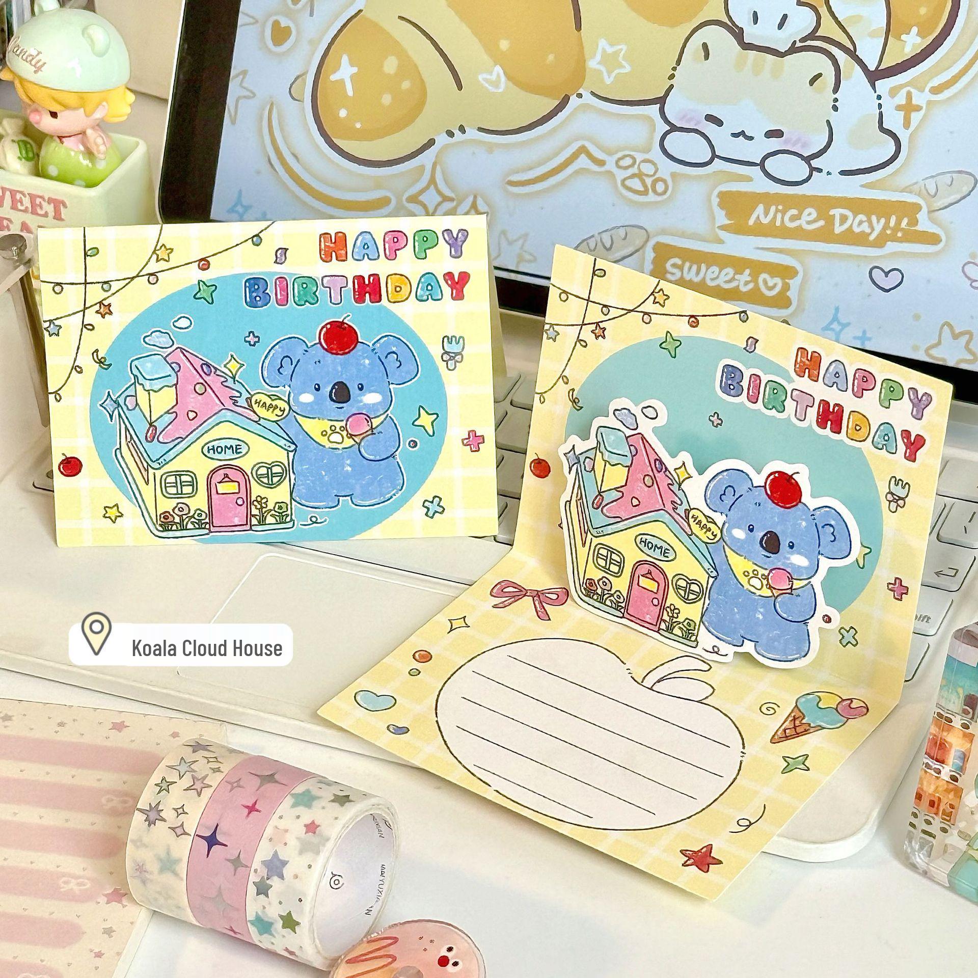 Cute Cartoon Cake Shop Birthday Greeting Card with Handwritten Message