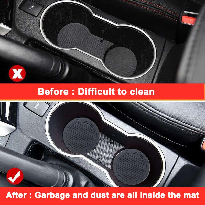 JKFB8 1/2Pcs PVC Silicone Car Coaster Water Cup Slots Non-Slip Mat Waterproof Anti Slip For Skoda Rapid Yeti VRIS Kodiaq Octavia a5 a7