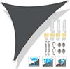 Voile d'ombrage triangulaire Imperméable Voile de jardin Tonnelle 98% Blocage UV Auvent de patio extérieur pour fête avec accessoires d'installation et cordes