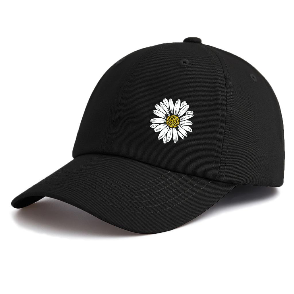 1pc White Flower Print  Baseball Cap for Adults,  Minimalist Retro Style Casual Soft Adjustable Dad Hat, Perfect As Gift