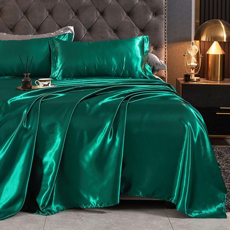 Flat Sheets Ice Silk Solid Skin-friendly Rayon Satin Modern Bedsheets Protective Universal Breathable Household Dormitory Bed