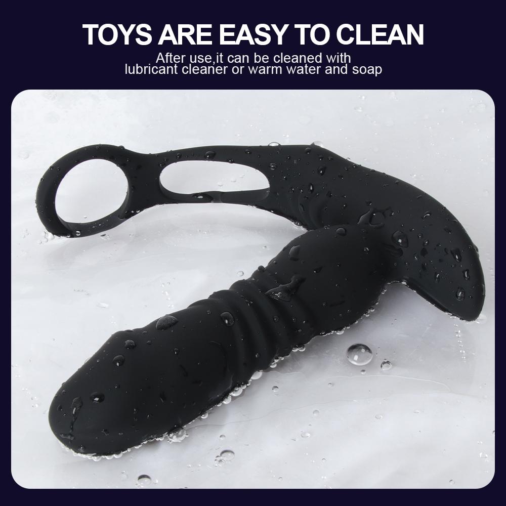 Male Prostate Massage Thrusting Vibrator Anal Plug Vibrator Silicone Ring Delay Ejaculation Masturbator Adult Sex Toys for Men