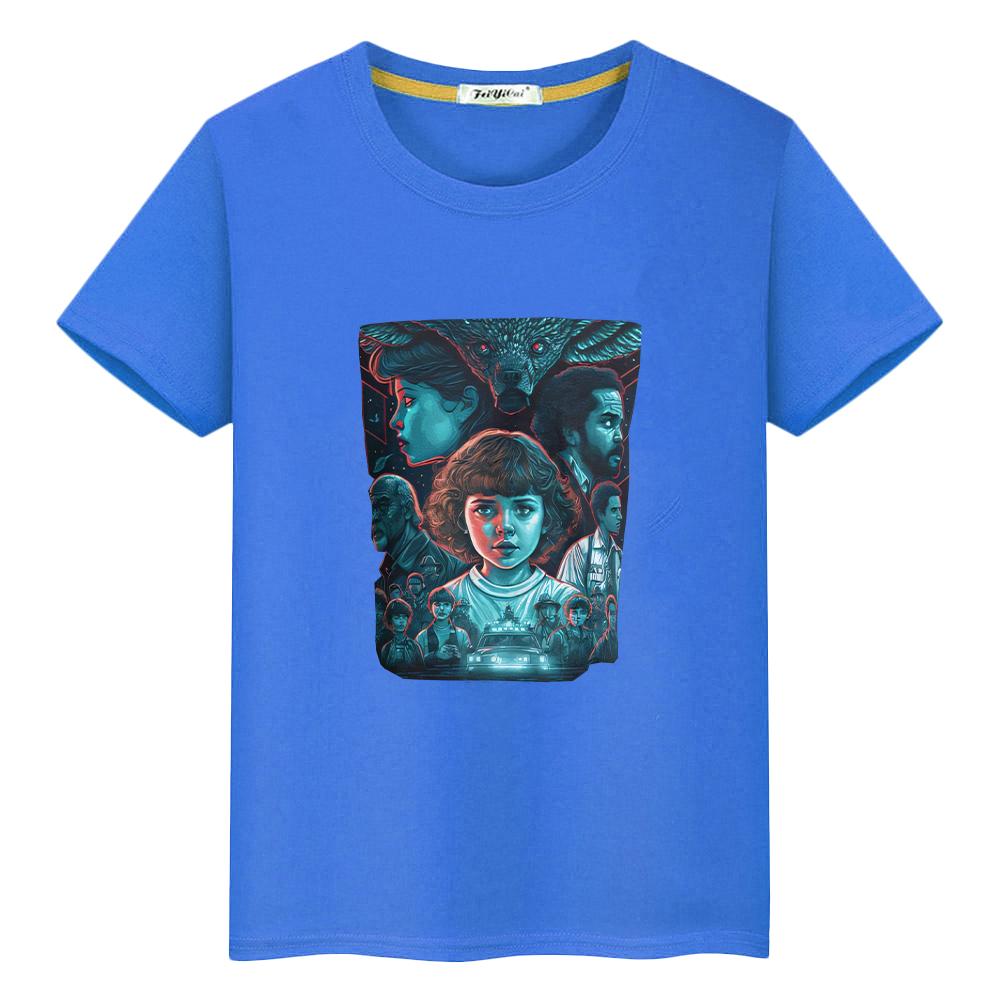 T-Shirt für Kinder Junge 10 Jahre Stranger Things Druck 100% Baumwolle Anime T-Shirts y2k One Piece Kawaii Kurze Tops T-Shirt Kinderkleidung Mädchen