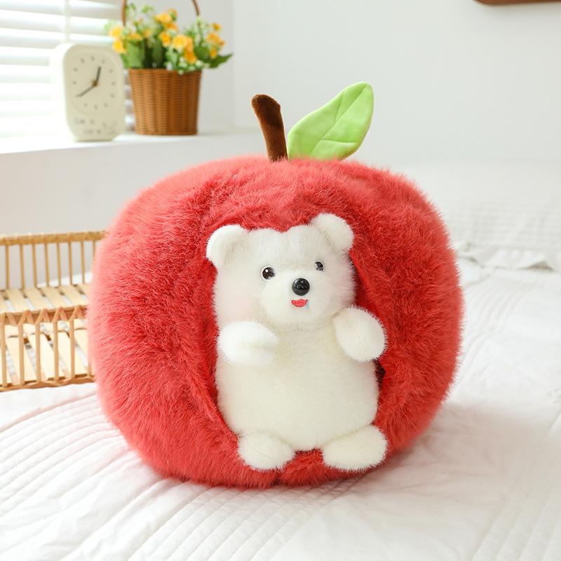 

Apple hedgehog plush toy doll removable apple nest cute steal throw pillow couple girl gift 25x30cm/0.35kg
