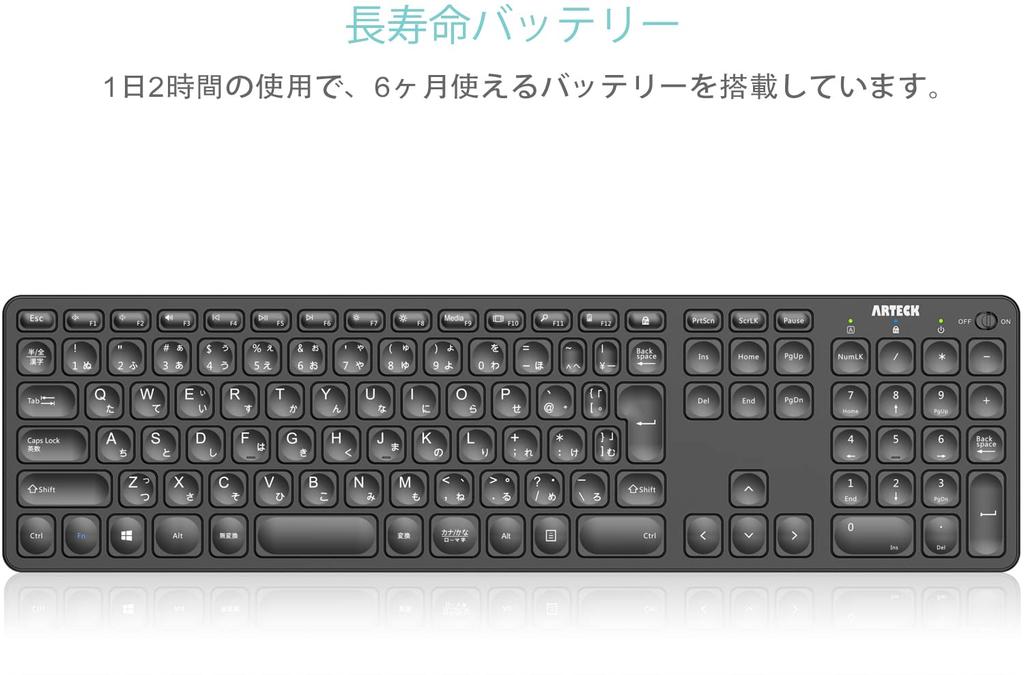 Arteck 2.4G Wireless Keyboard, Lightweight, Full-Size with Numeric Keypad, Media Functions, and Hotkeys, Compatible with Computers, Desktops, PCs,