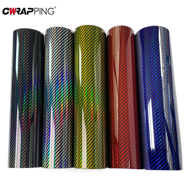 Car Stickers Laser Rainbow Carbon Fiber Films Glossy Wrap Decal Self Adhesive Protection Waterproof Sticker 50x150cm Car Styling