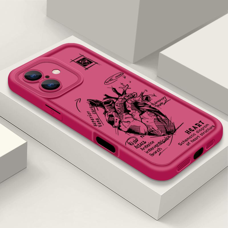 Heart Pattern Matte TPU Case Shell For iPhone 16 Pro Max 15 Pro 14 13 12 11 XS XR 8 7 Lens Protection Shockproof Soft Silicone Phone Cover