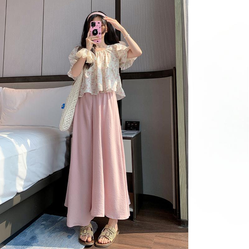 

Юбка-брюки из белого ледяного шелка для женщин на весну и осень, летние, тонкие, новые, с высокой талией, свисающие, маленькие, повседневные, широкие брюки L