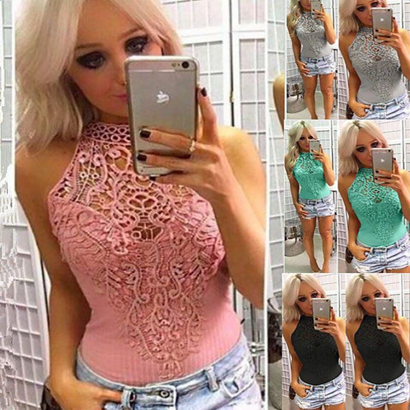 Stilvoller Damen Spitzenbody ohne Ärmel mit klassischem Choker und Stretch-Passform