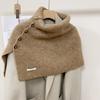 Winter Pullover Split Shawl Sweater for Women Knit Solid Color Turtleneck Scarf Casual Wear Cape Windproof Shoulder Wrap