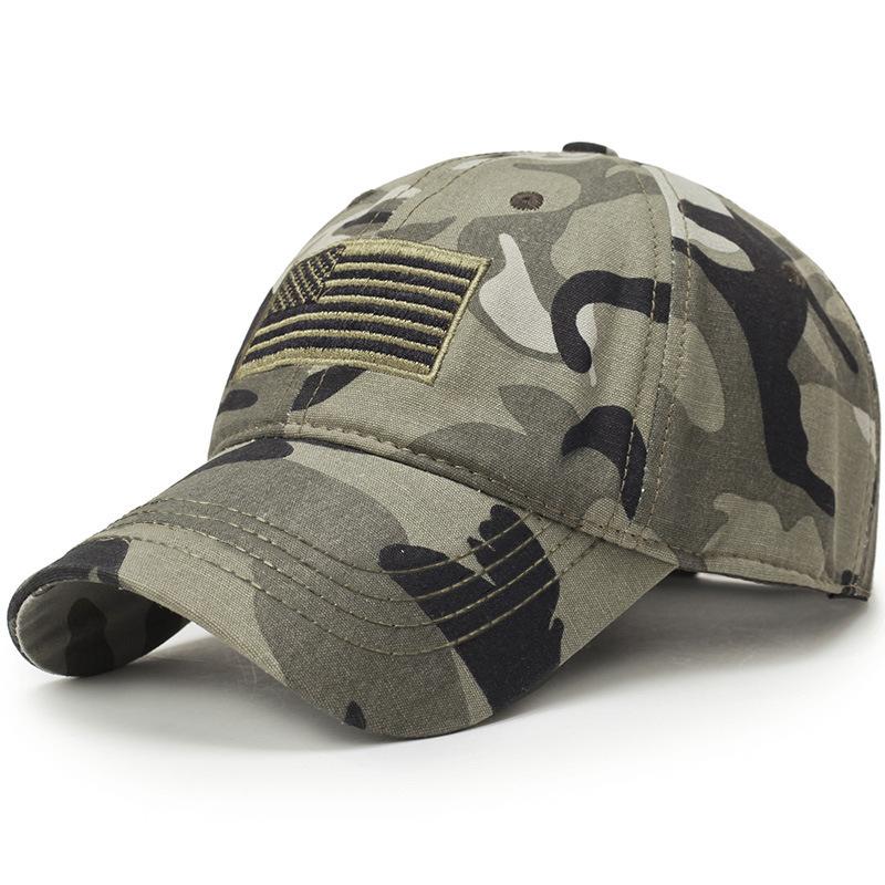 Camouflage Camo Baseball Cap with American Flag USA Tactical Operator Outdoor Hat for Hiking Hunting
