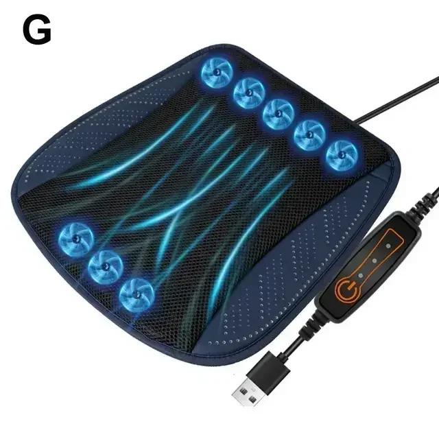 Nová letní chladivá a prodyšná podložka na sedadlo do auta s odvodem tepla Domácí USB ventilátor Potah na sedadlo do auta pro chlazení Zr
