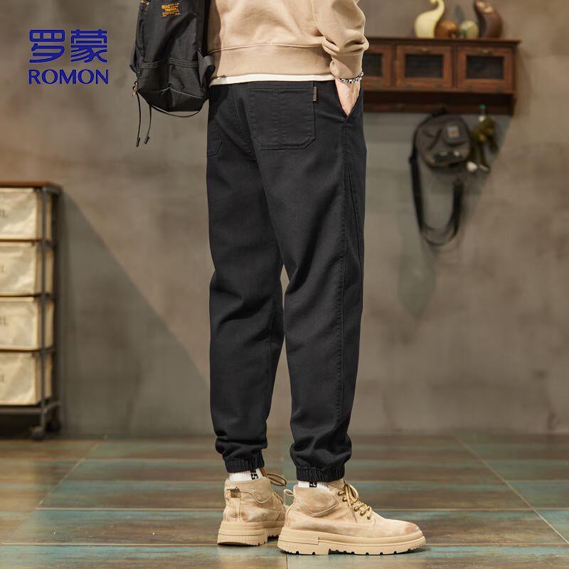 ROMON Men's Loose Fit Thickened Casual Cargo Pants