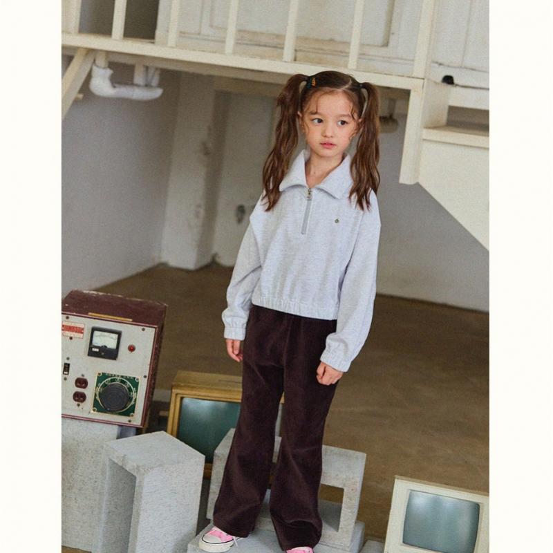  Olivan  Simple Logo Half Zip Up Crop Sweatshirt  Melange 