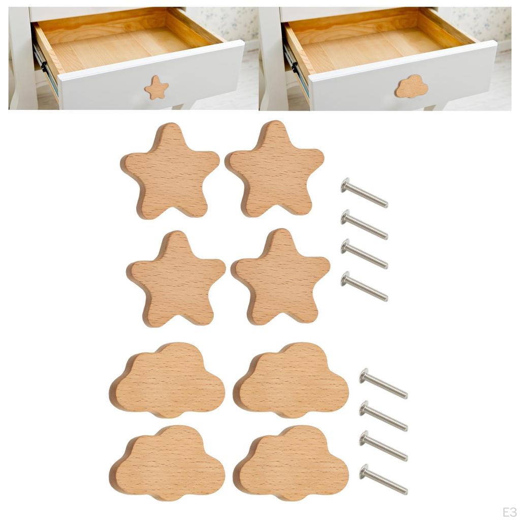 4 Pieces Wooden Cabinet Knobs Drawer Pulls Furniture Dresser Pull Handles for Shelf