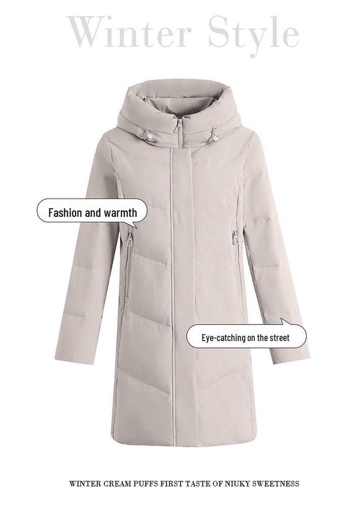 2025 Women's Hooded Mid-Length Winter Down Jacket for Middle-aged and Elderly Mothers