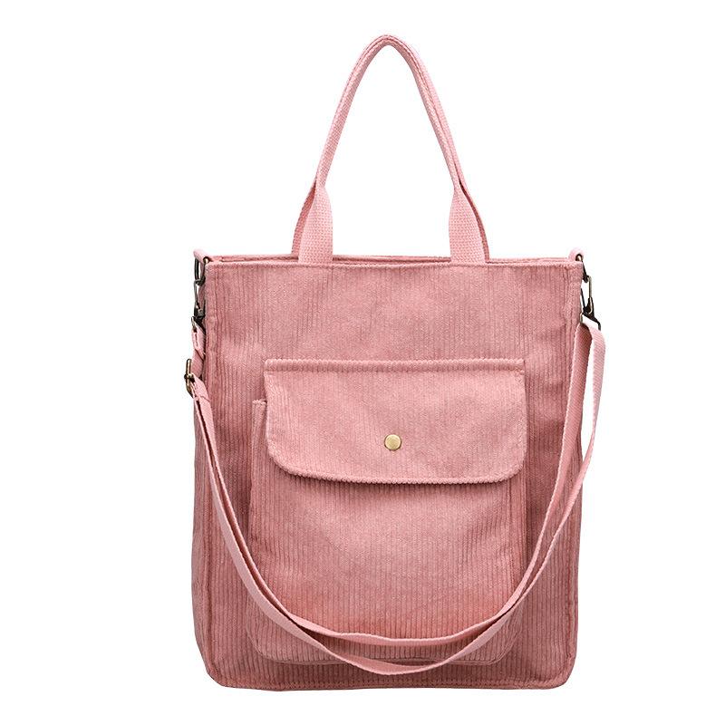 Retro Corduroy Women Handbags Large Capacity Messenger Totes Ladies Fashi Simple Designer Zipper Shoulder Wild Cloth Bag