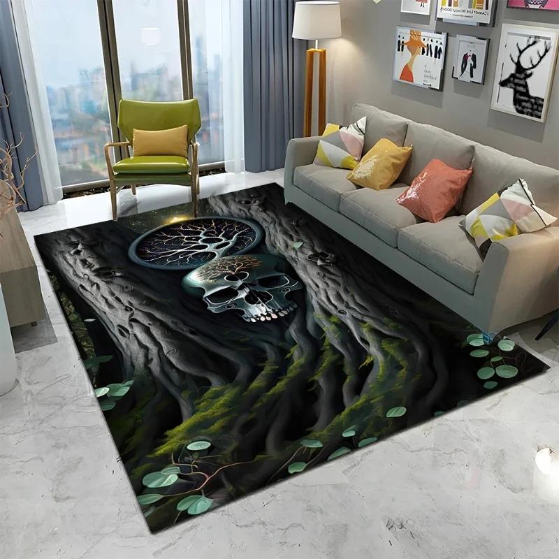 Wikinger Nordische Yggdrasil Lebensbaum Teppich für Zuhause Wohnzimmer Schlafzimmer Sofa Fußmatte Dekor, Kinderbereich Teppich Rutschfeste Bodenmatte