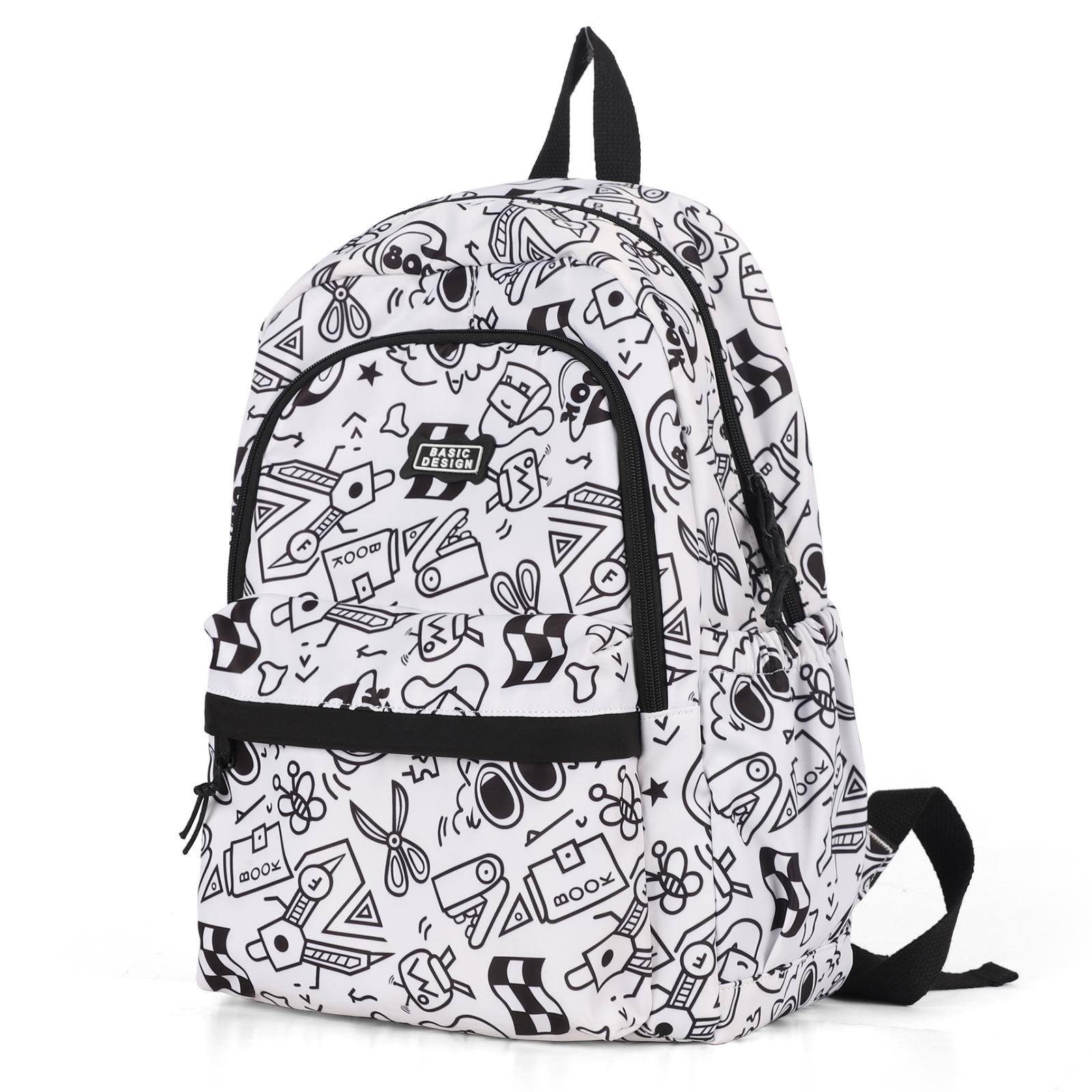 

Spacious Chic Graffiti Backpack for Women, Large Capacity Versatile, Casual College Middle Laptop School Backpack for Girls Boys чёрный